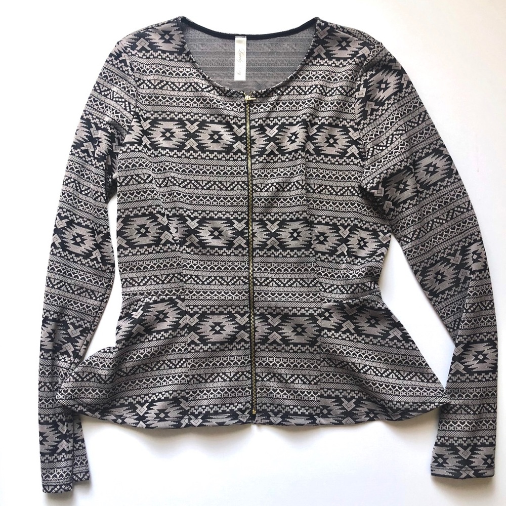 Zip up blouse with flare bottom